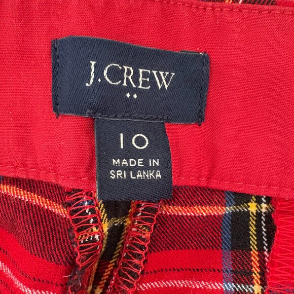 J. Crew Red Plaid Straight-Leg Pants - Picture 3 of 3